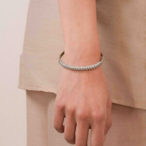 Silver Pavé Crystal Bangle Bracelet