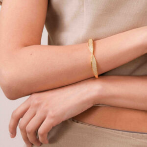 Gold Twist Crystal Bangle Bracelet