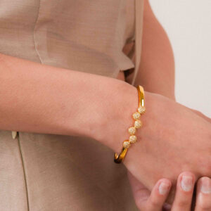 Multi-Stone Cluster Bangle Bracelet Gold/Silver